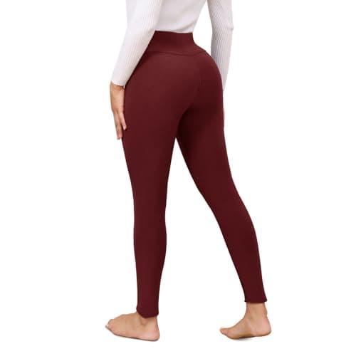 Decorie Thermal Leggings Women High-Waisted Fleece Lined for Winter Red — view 2