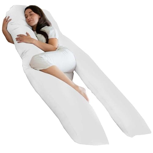 Ariyah Collections 9ft U Shaped Pregnancy Pillow | Full Body Maternity Pillows for Side Sleeping & Back Support | Giant Large Snuggle Cushion Cuddle Pillow for Pregnant Women (9ft, White) — view 2