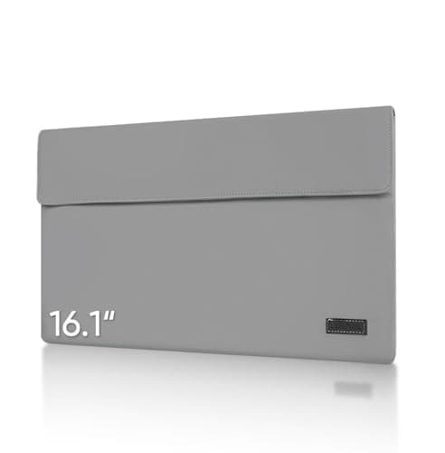 ARZOPA 16.1" Portable Monitor Sleeve Bag PU Leather Storage Case for Travel Monitor Laptop, Waterproof Material, Bottom Layer Material, Soft Lining, Can Be Rolled Up For Storage, Easy To Carry (Grey)