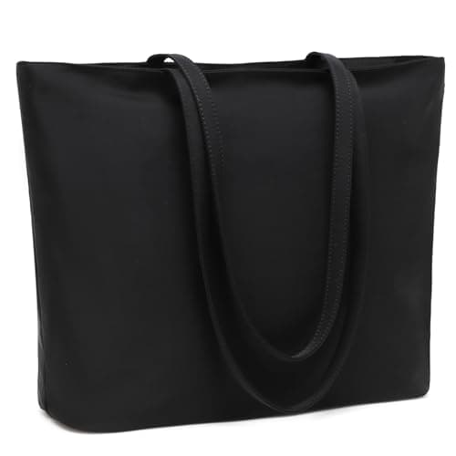 MORGLOVE Womens Waterproof Tote Bag Large Capacity Shoulder Handbag with Zip and Pockets Black