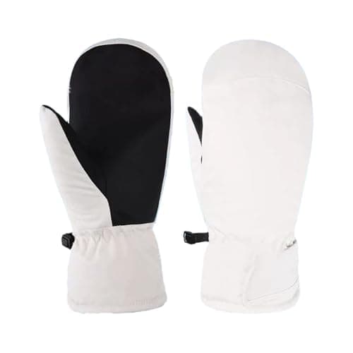 Enjoyaa Ski Mittens Winter Waterproof Snowboard Mittens for Women Mens Ski Gloves Thermal Touch Screen Warm Windproof Winter Gloves for Skiing Hiking Cycling (White)