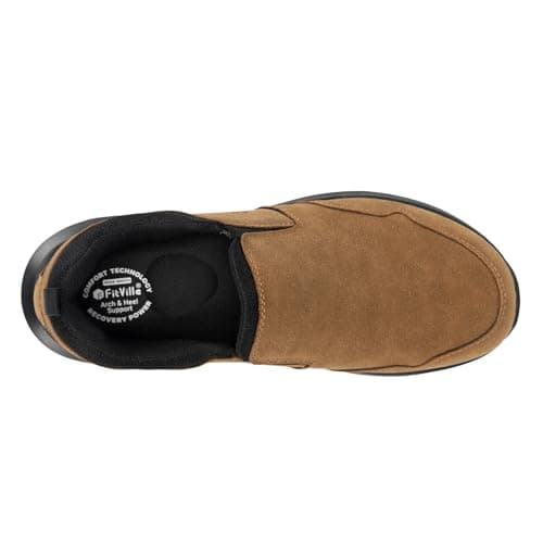 FitVille Extra Wide Slip-On Trainers for Men Comfortable Outdoor Walking Hiking Shoes, Foot Pain Relief Wide 11 UK Dune Brown — view 5