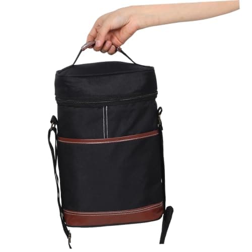 INOOMP Wine Bag Thermal Insulated Wine Tote 750ml Bottles Black Waterproof Oxford Cloth Peva Aluminum Cotton for Road Trips Summer Parties — view 4