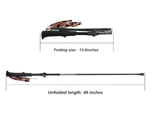 Collapsible Outdoor Hiking Trekking Poles,Folding Backpacking Climbing Cane,125cm Travel Walking Sticks with Non-Slip Handle,7.76oz Ultralight Nordic Hiking Poles (orange) — view 3
