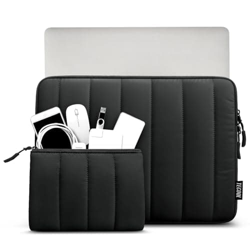 TECOOL Puffy 13-13.3 Inch Laptop Sleeve Macbook Case, Black — view 2