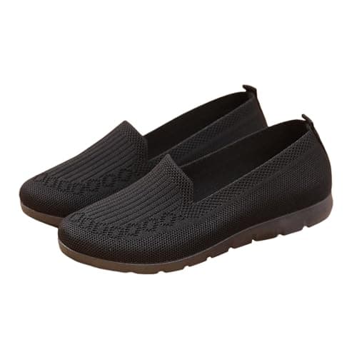 After Party Foldable Shoes Orthopedic Shoes for Women Wide Fit Slip On Walking Loafers Breathable Knit Mesh Non-Slip Soft Sole Shoe Lightweight Arch Support Comfort Flats Flat Party Shoe for Women UK — view 4