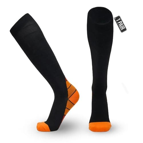JIATAOBAO Compression Socks for Men & Women 20-30 mmHg Medical Grade – Graduated Support for Running, Travel, Nursing & Pregnancy Boost Circulation, Reduce Swelling, Anti-Slip Design (orange, S/M)