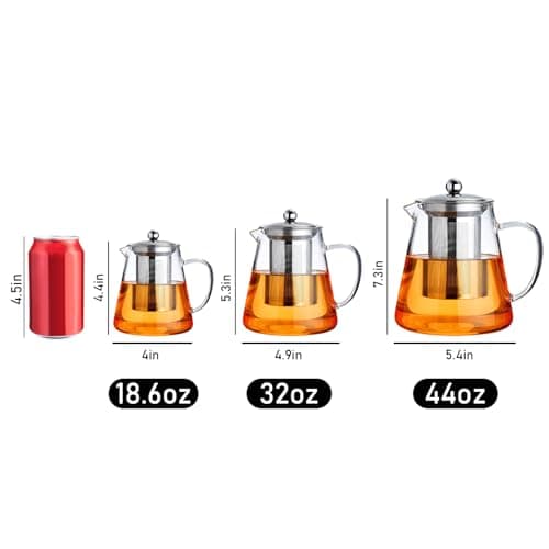 PARACITY Tea Pot 950ML, Glass Teapot with Infuser, Clear Tea Kettle — view 3