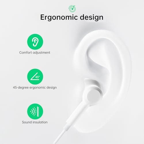 JYmusic Earphones，In-Ear Headphones 3.5mm Jack Wired Earbuds Noise Isolating Headset With Microphone Lightweight Wired with iPhone iPadPro Samsung Huawei Android MP3 Tablets Laptops and More device — view 2