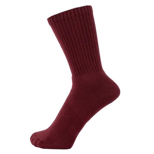 ZAKIRA Combed Cotton Terry Cushioned Athletic Crew Socks – Soft Breathable Sports Socks for Men & Women, 4-6 (UK), Burgundy