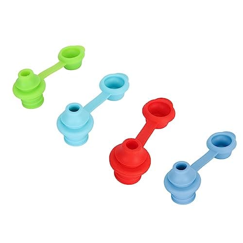 AUNMAS 4Pcs Sipping Spout, Silicone Bottle Top Spout Water Bottle Spout Bottle Top Sippy Spout Water Bottle Cap Adapter Replacement for Toddlers (Red, Blue, Green, Light Blue)