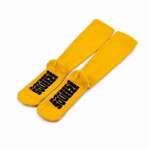 Main Squeeze Compression Socks for Women & Men — Knee High 15-20 mmHg Graduated Compression Stockings — Flight Travel & Nurse Support — Cushioned, Breathable, Stylish All-Day Wear Banana Yellow Small