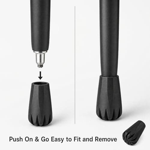 Nordic Walking Poles Rubber Buffer 12 Pieces 11mm 2 Shapes 3 Pairs Black For Hiking Poles Trekking Poles - Asphalt, Gravel Mountains. Universal Fit, Durable, Replacement Parts — view 3