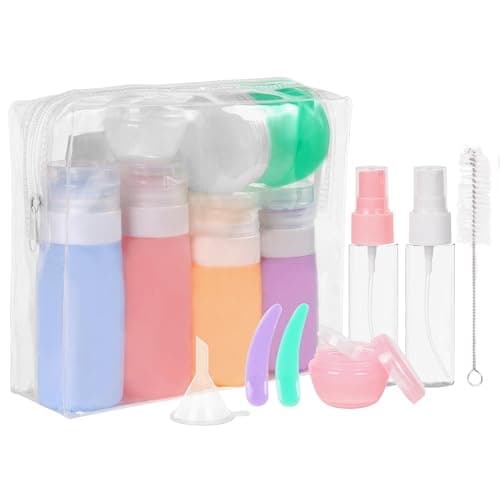 ASAB 16 Pack Silicone Travel Bottles for Toiletries TSA Approved Leak Proof Squeezable Refillable Travel Size Bottles for Body Wash Conditioner Shampoo Lotion Pots Toiletry Travel Bottle Set with Bag