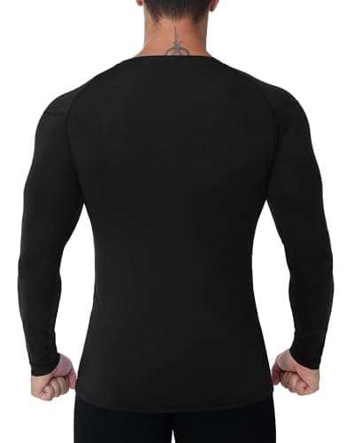 Runhit Men's Black Compression Long Sleeve T Shirt, UPF 50+ Quick Dry Sport Base Layer Tops, Mens Football Underlayer for Running Gym Cycling Golf Training M — view 3