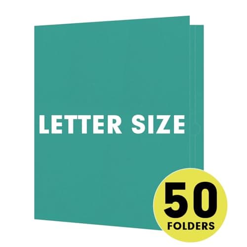 Two Pocket Folders, RAZCC 50 Pack 2 Pocket Folders Fit Letter Size Paper, Paper Folders with Pockets for School Office Business Home (Turquoise) — view 4