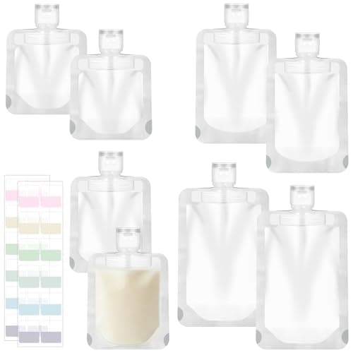 Lunhoo 8 Pack Travel Pouches for Toiletries, Pouches for Liquid with Labels, Portable Fluid Makeup Packing Bags for Lotion, Shampoo, Face Cream (30ml/50ml/80ml/100ml)