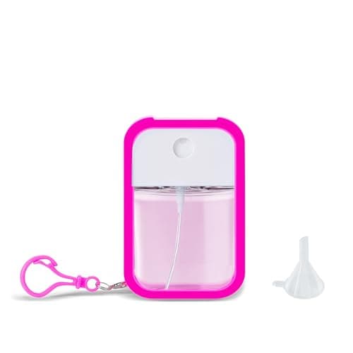 Refillable Hand Sanitizer Spray Bottle Keychain - 1oz / 30ml Leakproof Empty Spray Bottle with Silicone Case, Funnel & Clip,Portable Mini Travel Sanitizer Holder for Purse, Pocket, Gym Bag