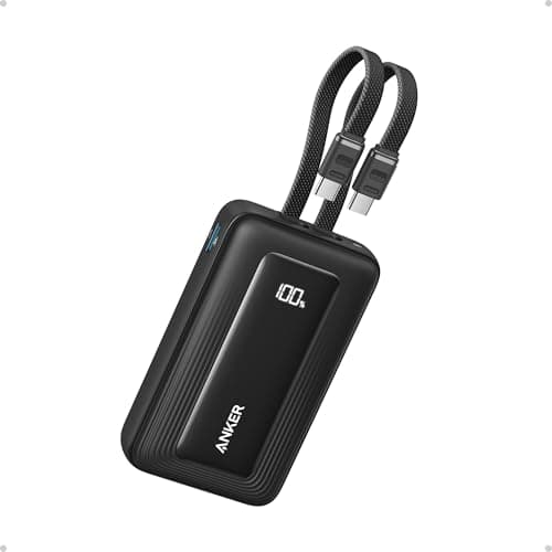 Anker Zolo Power Bank, 10,000mAh 35W Max Fast Portable Charger with Built-in USB-C Cables, USB-C&A, Battery Pack for iPhone 16/15/14 Series, Galaxy, and more