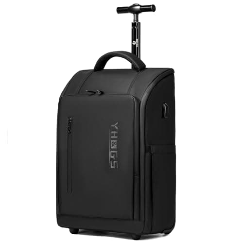 RUCYEN Rolling Backpack,Waterproof Backpack with Wheels for Business and Travel Commuter, Carry on Backpack with Laptop Compartment,Wheeled Backpack for Adults (B-18inch)