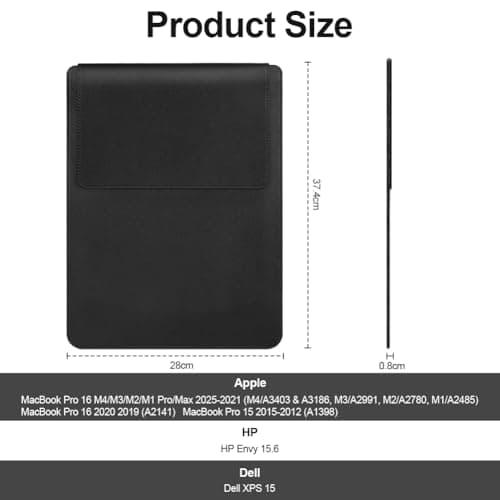 AOOSU 15-16 Inch Laptop Sleeve Case with Stand Feature, Sleeve Waterproof Slim Laptop Case with Adjustable Stand Function, Small Carry Bag Black — view 2