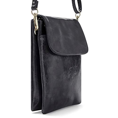 Woodland Leather Phone Bag, Crossbody Bags For Women Vegan Leather Cell Phone Purse Wallet Small Shoulder Bag - Fit All Phones phone bags for women crossbody with Anti theft zipper pocket, Black — view 6