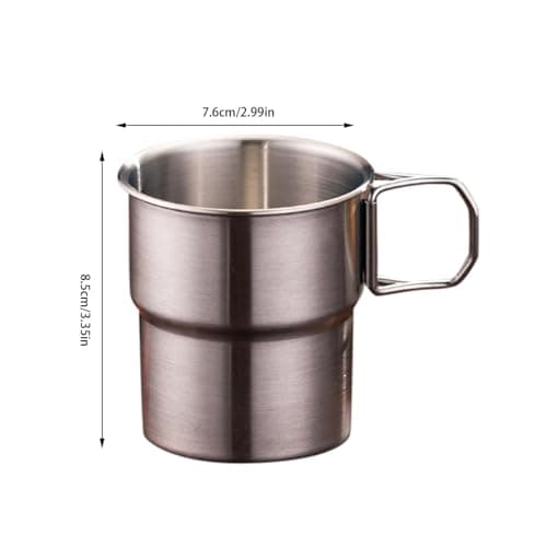 Jipersuo Drinks Bottle with Lid Cup Sleeve Collapsible Coffee Cup 9. OZ 280ml Stainless Steel Foldable Handle Folding Camping Leak Proof Portable Travel Mug with Lids for Hiking Silver — view 3