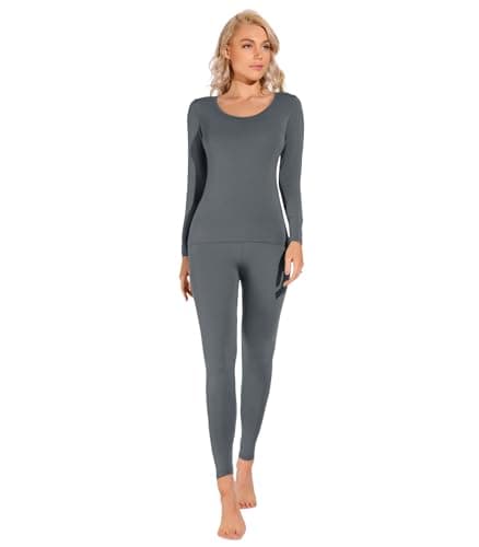 Liang Rou Women's Crew Neck Top & Bottom Ultra Thin Thermal Underwear Set