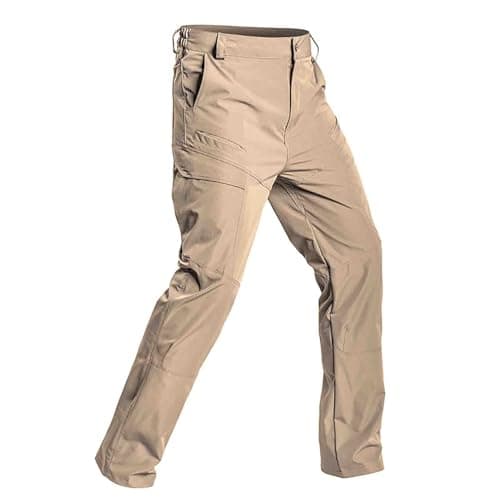 Versatile Cargo Pants for Outdoor Adventure Travel Hiking Casual Comfortable Stretch Utility Trousers with Multiple Pockets (Khaki-E S) — view 4