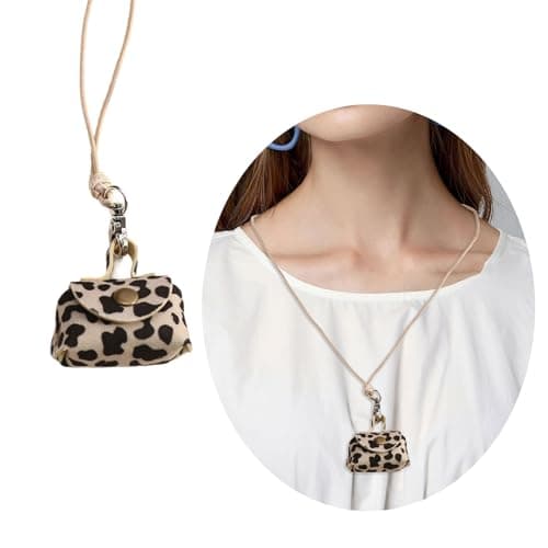 Sturdy Leather Necklace Pouches for Earphone and Coin Storage Small Long Designs for Fashionable Women Ladies Everyday Travel Necklace, M, as described, as described — view 2