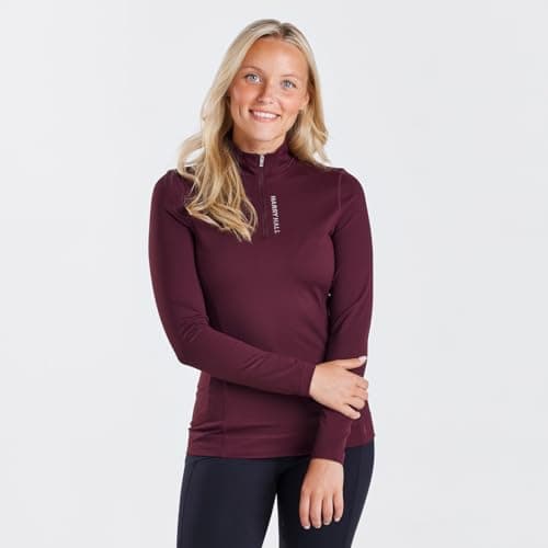 Harry Hall Women’s Thermal Base Layer – Brushed Back Stretch Fabric, ¼ Zip, Versatile for Riding, Hiking & Leisure – Matching Hat Silk Available - Maroon - 10