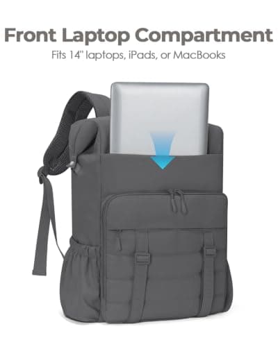 Backpack Cooler Insulated Leak Proof 40 Cans Puffer Soft Cooler with Laptop Compartment Portable Lightweight Beach Travel Camping Lunch Backpack for Men and Women (Grey) — view 4