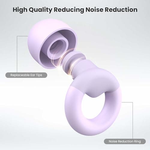 JUSTRVN Ear Plugs for Sleeping, 2 Pairs of Hearing Protection Ear Plugs for Concert,Noise Sensitivity,Study, Soft Silicone Reusable Earplugs for Noise Reduction 25dB-30dB — view 3