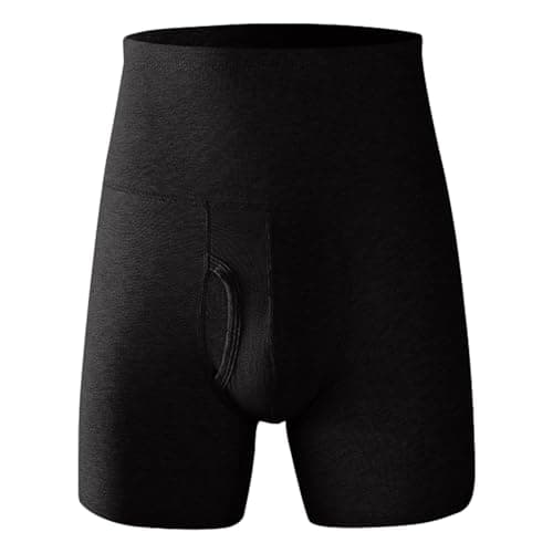 Cotton Warm Thermal Underwear Men Winter High Waist Boxer Shorts Man Anti-Roll Edge Wear Leg Men Elastic Underwear Stretch Long Plus Size Breathable, black, 4XL