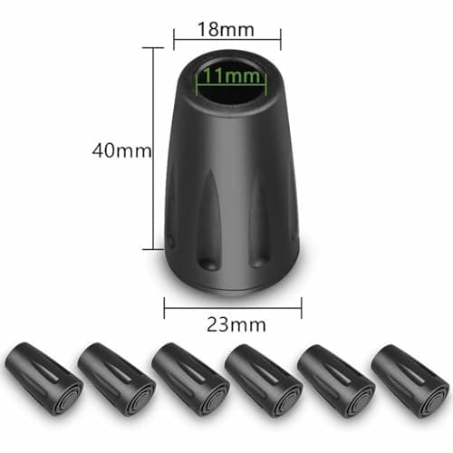 Walking Stick Caps & Trekking Pole Tips - Anti-Slip Rubber Tips, Universal 11mm Replacement Caps for Hiking Poles, Walking Canes & Nordic Poles (Black, 12PCS) — view 2