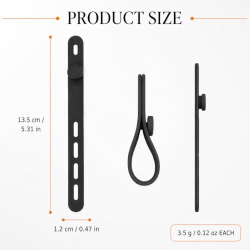 Silicone Cable Ties, Black Adjustable Wire Organisers, Reusable, 10 Pack — view 2