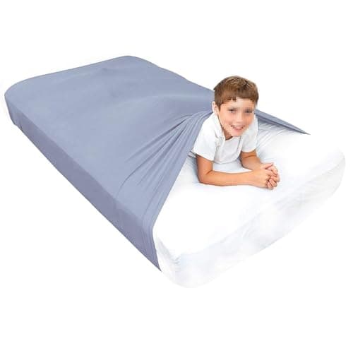 TOSOFT Autistic Kids & Adults Sensory Compression Bed Sheets Blanket Soft Lightweight Breathable Sleeping Pockets Sock Great For Restless Young Sleepers(Grey,Twin 98x147cm/39x58in)