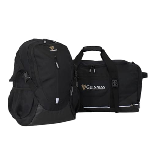 Guinness Holdall Travel Bag & Backpack Set – Lightweight Cabin Luggage Bundle for EasyJet & Ryanair | Sports, Gym & Weekend Travel Bags | Official Guinness Black Luggage