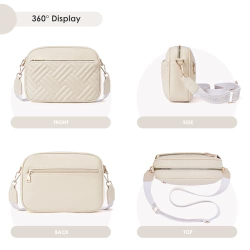 Roulens Small Quilted Crossbody Bags for Women Vegan PU Leather Shoulder Handbags Women's Purses with Wide Strap — view 6