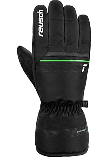 Reusch Men's Snow King Windproof and Extra Breathable Unisex Winter Gloves Finger Gloves Snow Gloves Ski Gloves Men Women Black/Green, 9 — view 2