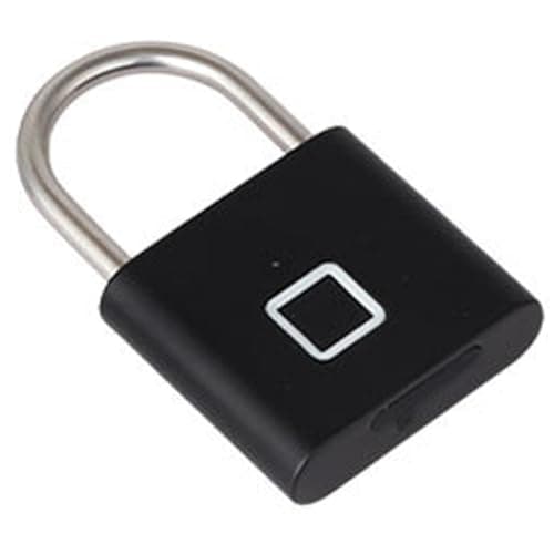 WOONEKY Outdoor Fingerprint Padlock with Aluminum Alloy Body, Smart Electronic Locker Lock for Iron Doors and Storage Cabinets, Waterproof and Rustproof for Secure Use in Working Places