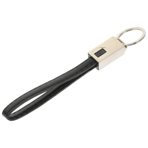iplusmile Type C Keychain Charging Cable Leather Two in One Black