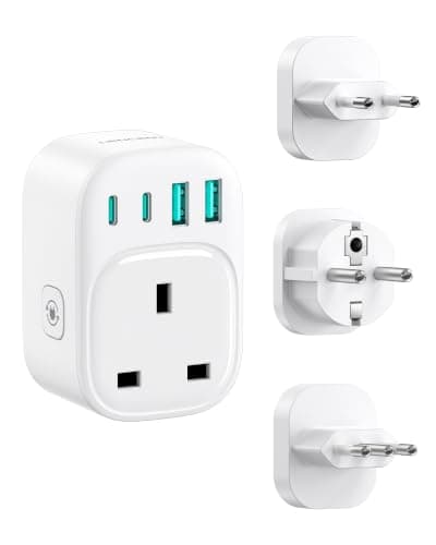 LENCENT UK to Europe Travel Adapter Set, Detachable Type C/F/L Plugs