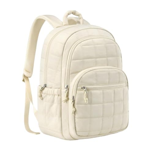 ZERVANE Backpack Womens Travel School Bags, Waterproof Lightweight 15.6" Laptop Bag for Business Work School Homework, College Daypack for Boys Girls Students Beige Packs (beige)