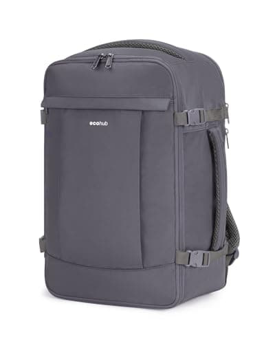 ECOHUB Ryanair Cabin Bags 40x20x25，20L Anti-theft Underseat Carry On Travel Backpack, Recycled Hand Luggage Bag with Laptop Compartment,Flight Rucksack bag for men women, Grey (Patent Pending)