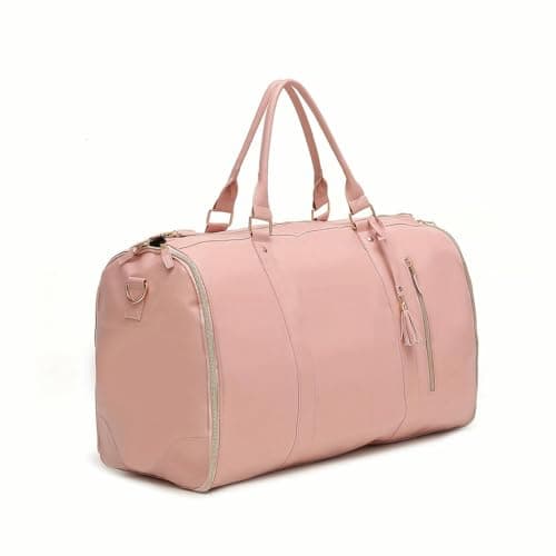 ZBDZSW Large Faux Leather Duffle Bag Set Detachable Tote Waterproof Stylish Includes Shoe Pouch Women's Travel Business Trips