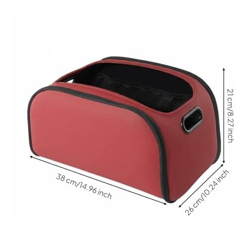 Amagogo Vehicle Storage Organizer PU Leather Car Trunk Box Foldable Storage Organizer Large Capacity with Mesh Pockets Suitable for Family Vehicles Cabin Organization Travel, Red — view 6