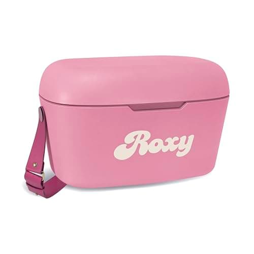 Roxy 12 Qt Portable Hard Cooler with Shoulder Strap, Insulated Ice Chest for Beach, Picnic, Camping and Travel, Pink Coral