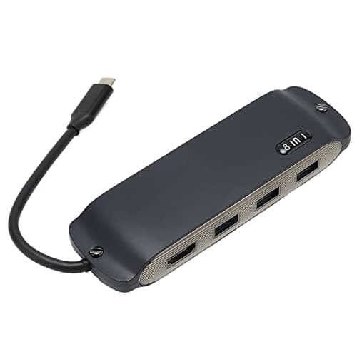 Yanmis 8 in 1 USB C Hub Docking Station, USB C Multiport Adapter Dual Monitors with 4K RJ45 100W PD, for Laptop Type Dongle, USB3.0 USB2.0 TF Card Reader, Plug and Play, (Navy Blue) — view 4