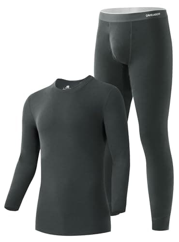 DAVID ARCHY Men's Thermal Set Contain Wool and Mulberry silk Blend Warm Luxuriously Soft Moisture-wicking Base Layer Underwear Set, Bottoms with Open Fly Suitable 14°F to 32°F